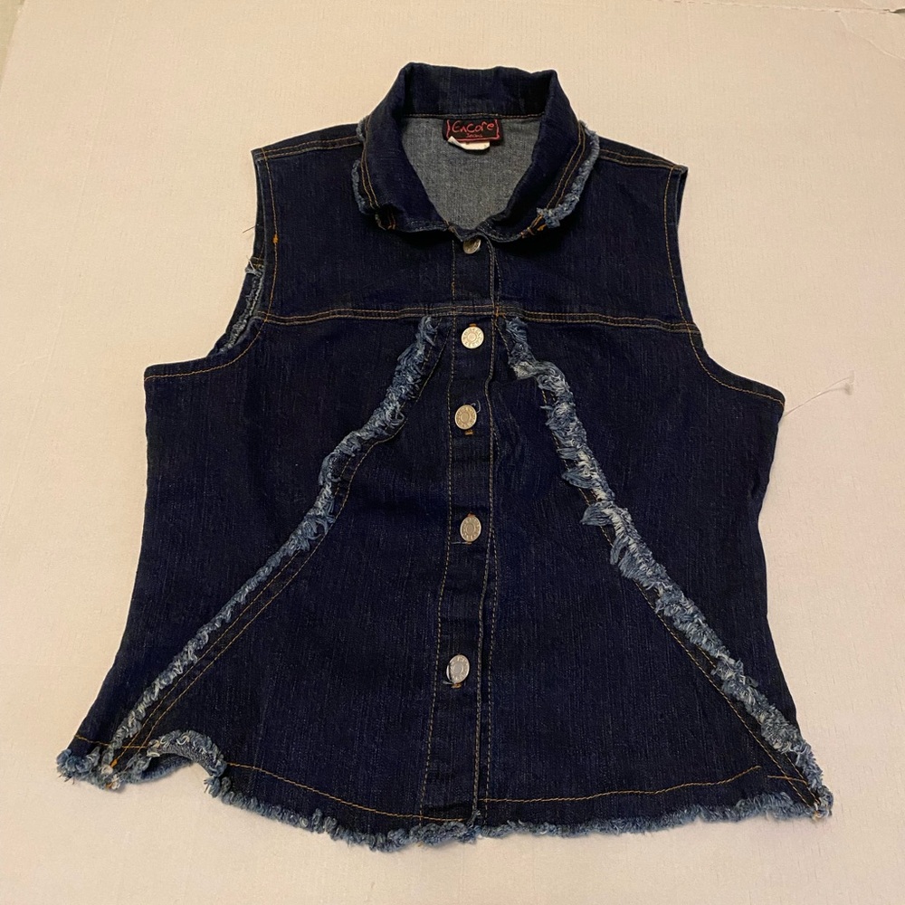 Koret Denim Vest with Frayed Edges
